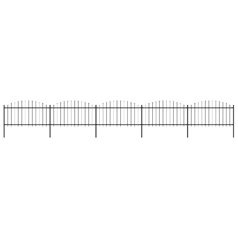 Vidaxl clôture de jardin à dessus en lance acier (1,25-1,5)x8,5 m noir 277734_0