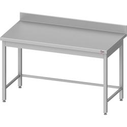Cleiton® - Table adossée en acier inoxydable 600x700x850 mm | Table de travail professionnelle en acier inoxydable avec dosseret de 10 cm_0