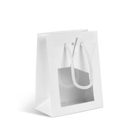 Sac luxe à fenêtre Natural White kraft blanc poignées papier 11,4+6,4x14,6cm par 200 - Gimex - blanc 3700481688045_0