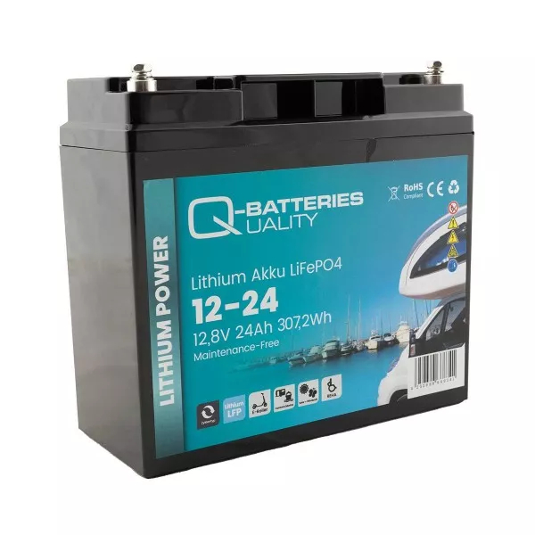 Batterie Lithium Q-Batteries Akku LifePO4 12-24 12,8V 24Ah_0