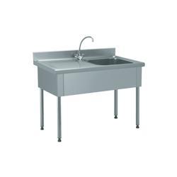 Tournus Equipement Plonge 1 bac égouttoir à gauche avec robinetterie mélangeuse longueur 1200 mm Tournus - 816662 - inox 816662_0