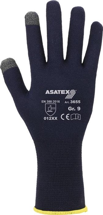 Gant tricot fin pour smartphones pour smartphones et écrans tactiles taille 7 bleu foncé Support : Coton / élasthanne EN 388 catégorie EPI II ASATEX_0