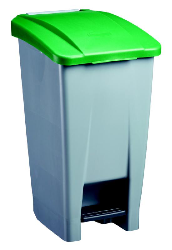 Poubelle mobile à pédale plastique recyclé - 60 L - mobily green - gris/vert_0