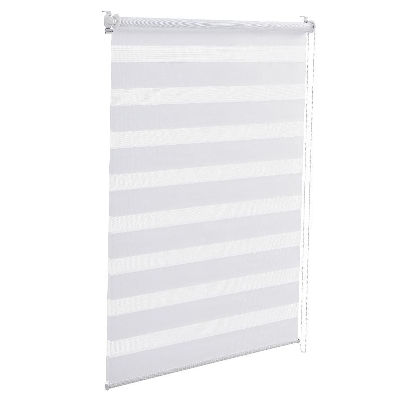 STORE ENROULEUR ZÉBRÉ SANS PERÇAGE À CHAINETTE POLYESTER 90 X 220 CM BLANC 03_0006100_0