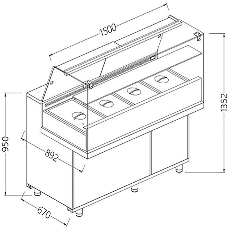 Vitrine snack saladette vitres hautes avec groupe - 1500x892x1382 mm - VA15XG_0