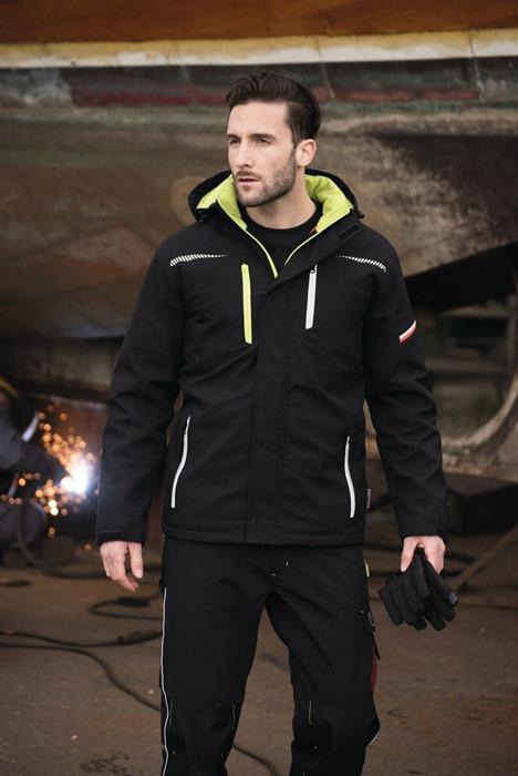 Blouson professionnel en softshell Terrax Workwear taille L noir/limette 100 % PES TERRAX_0