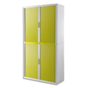 Easyoffice armoire démontable corps en ps teinté blanc rideau vert - dim l110x h204x p41,5 cm_0