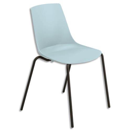 Chaise cléo polyvalente coque en polypropylène bleu azur, 4 pieds noirs en métal_0