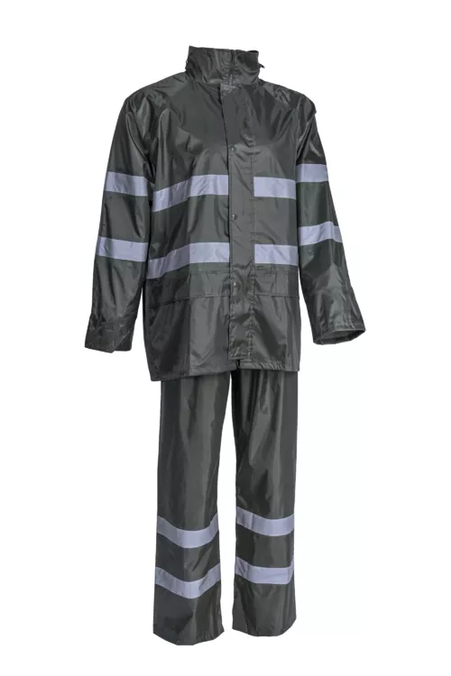 Ensemble de pluie - 100% Polyester enduit PVC souple 200g/m2 + Bandes - Vert - Référence : 5RAI08_0