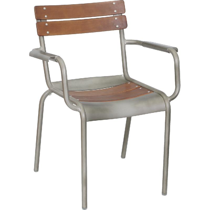 Fauteuil EPERNAY aluminium teck massif_0