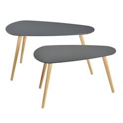 HELLOSHOP26 - Lot de 2 tables basses de taille différente design de salon MDF pin 45,5 x 80 x 40 cm et 40,5 x 68 x 36 cm gris foncé mat couleur natu_0