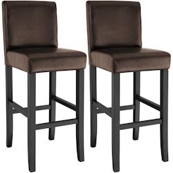 Tectake Lot de 2 chaises de bar - marron -403512 - marron Bois massif 403512_0