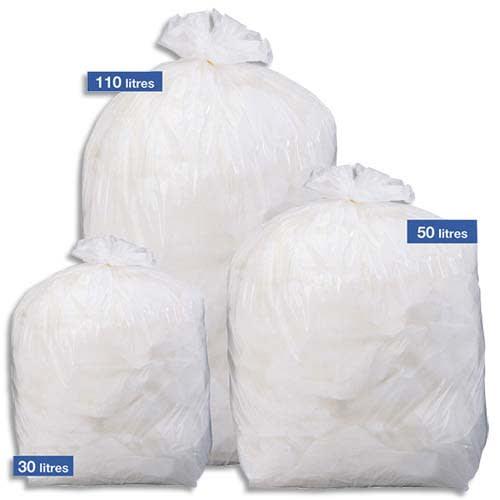Boîte de 500 sacs poubelles traditionnels 20 litres renforcés blanc 45x50cm 18 microns nfe_0