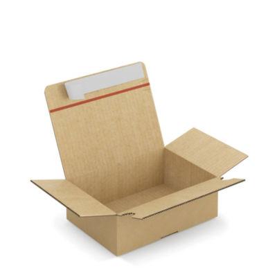 Caisse carton brune simple cannelure montage instantané fermeture adhésive 23x16x8 cm, lot de 20_0