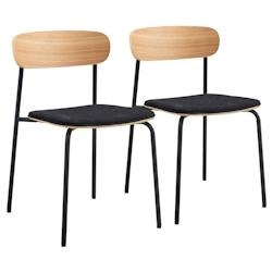 Oviala Business Lot de 2 chaises empilables en bois noir - noir Bois massif 111731_0