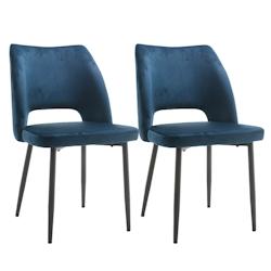 METRO PROFESSIONAL Chaise de restaurant rembourrée Salto, set de 2, acier/polyester, bleu foncé/noir - bleu polyester 4894926207140_0