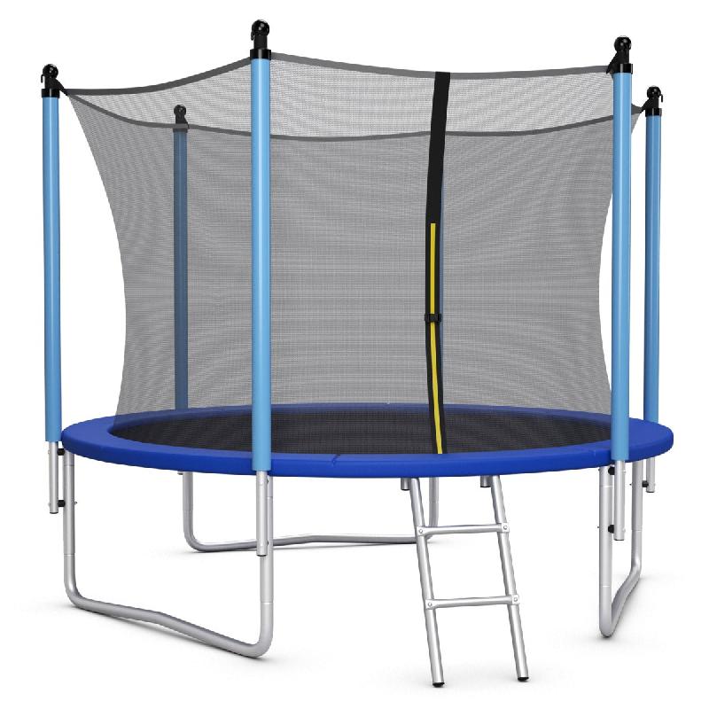 TRAMPOLINE EXTÉRIEUR DIAMÈTRE 305CM ECHELLE FILET DE SÉCURITÉ TAPIS DE SAUT TUYAU GALVANISÉ ANTIROUILLE POUR ENFANTS CHARGE 100 KG 20_0009615_0