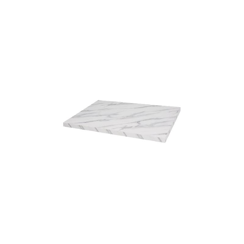 Plateau de table rectangle (H)48 x (L)1100 x (P)700 mm, effet marbre blanc_0