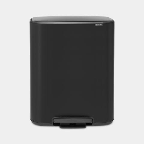 Poubelle à pédale Bo 60 litres Matt Black - Brabantia UGS211362 - Acier - Volume XXL - Garantie 10 ans_0