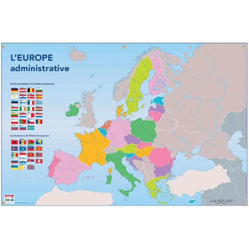 Bouchut Carte Europe administative muette effaçable souple_0