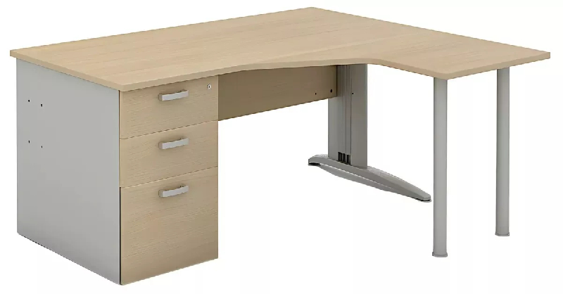 Bureau d'angle compact sur caisson porteur avec goulotte passe-câbles So Enix_0