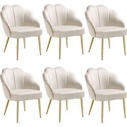 TecTake GmbH tectake Fauteuil cocktail HELLEN rembourré avec revêtement en velours - crème/or, Lot de 6 -405826 - beige plastique 405826_0