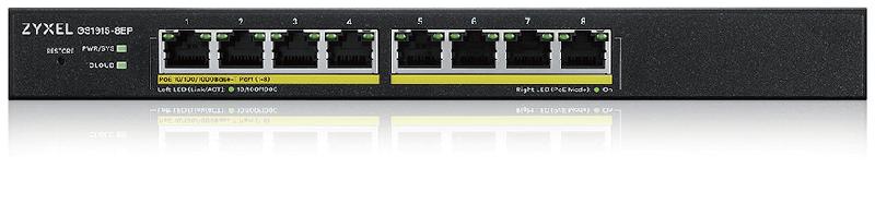 Zyxel GS1915-8EP Géré L2 Gigabit Ethernet (10/100/1000) Connexion Ethernet, supportant l'alimentation via ce port (PoE) Noir_0