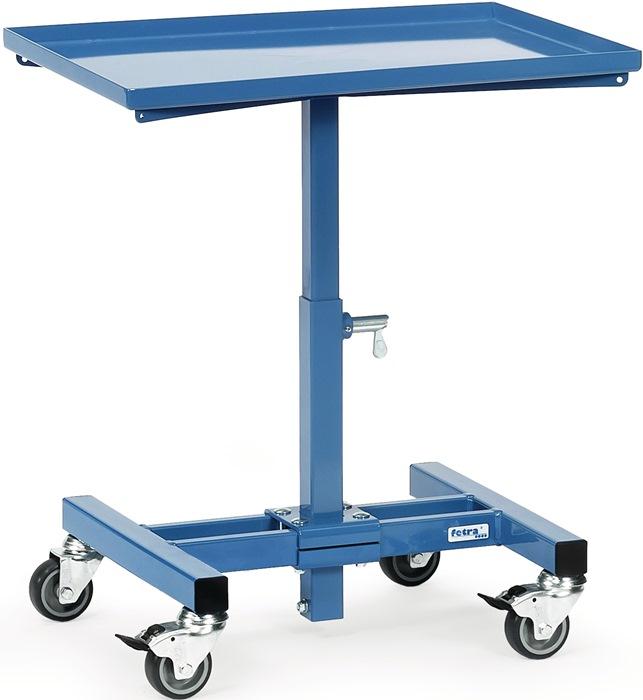 Servante d´atelier surface de chargement L605xl405 mm hauteur réglable 524-774 mm bleu brill., RAL 5007 mobile FETRA_0