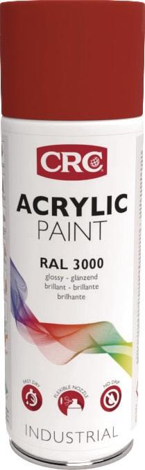 Spray laque de protection de la couleur PEINTURE ACRYLIQUE rouge pompier brillant RAL 3000 400 ml 400 ml bombe aérosol CRC_0