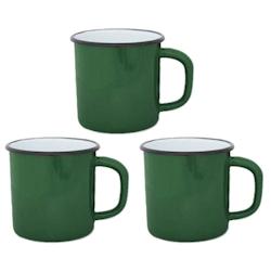 O.K. International Tasses en émail coloré Classic x 3 vert foncé - 3700866351342_0