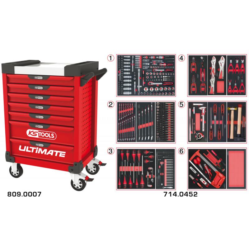 Servante PEARLline rouge 7 tiroirs équipée de 455 outils - KS Tools | 809.7452_0