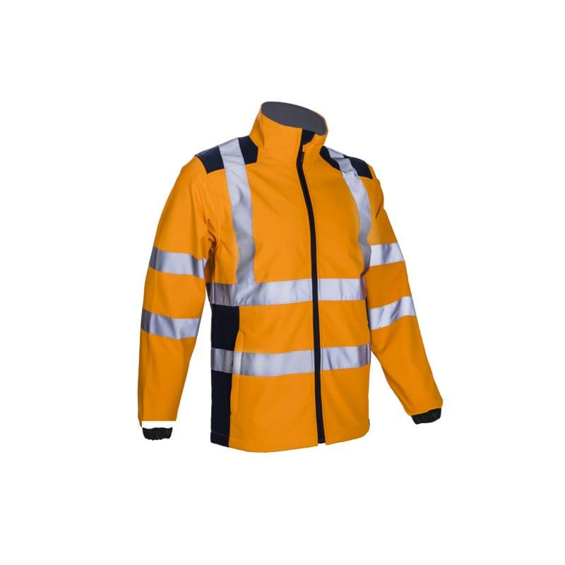 Veste softshell - KANPA - 100% PES stretch mécanique + TPU membrane + Polaire 295g/m2 - Orange HV/Marine - COVERGUARD | 5KPA17_0