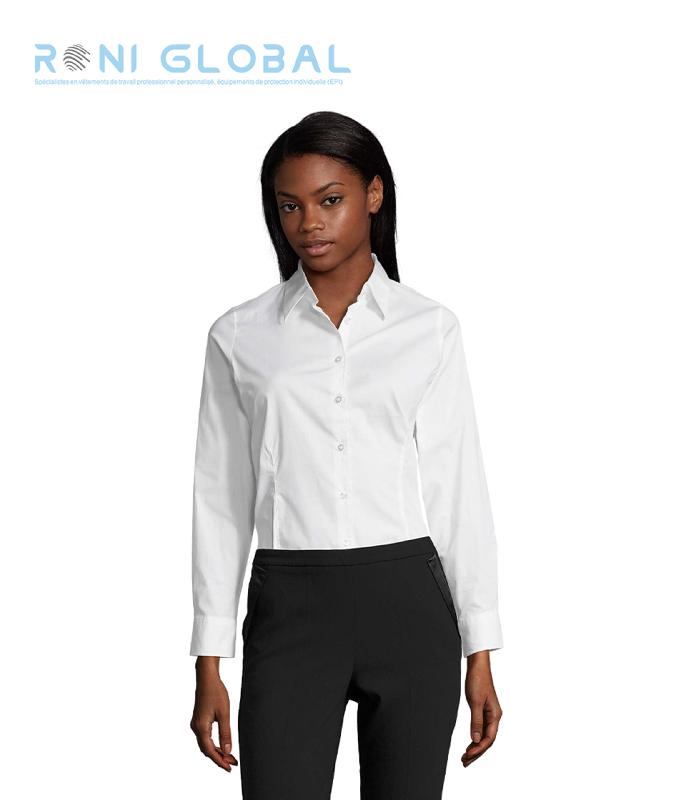 Chemise de travail femme stretch manches longues - EDEN SOLO_0