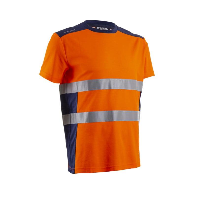 T-shirt manches courtes - NEKKI - 55% CO/45% PES UPF 35+ 150g/m2 - Orange HV/Marine - COVERGUARD | 5NEK170_0