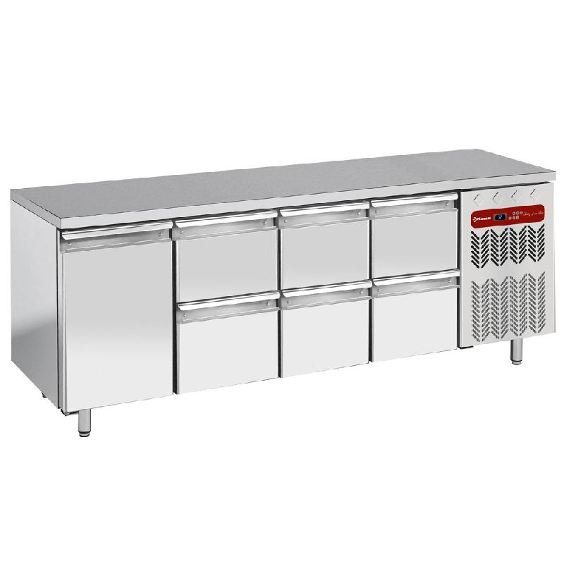 Table frigorifique composée de 1 portes et 6 tiroirs - 700 mm - gn 1/1 - TG4N/H-R2_3XK1/2-H_0