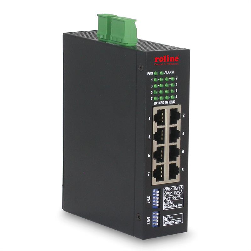 ROLINE Switch industriel Gigabit Ethernet, 8 ports, administré Web_0
