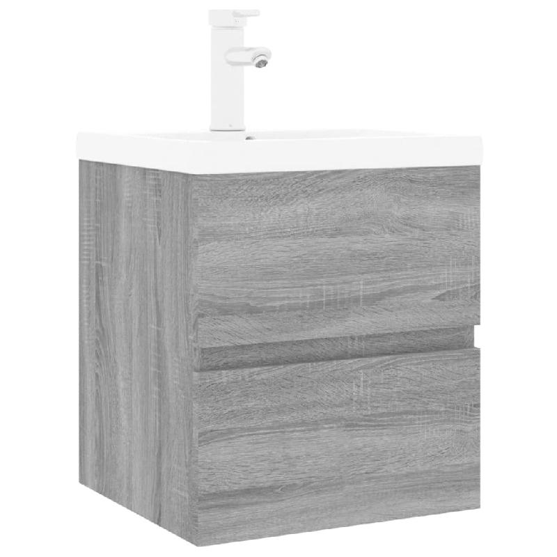 MEUBLE LAVABO AVEC BASSIN INTÉGRÉ 41 X 38,5 X 45 CM BOIS D\'INGÉNIERIE GRIS 02_0006877_0