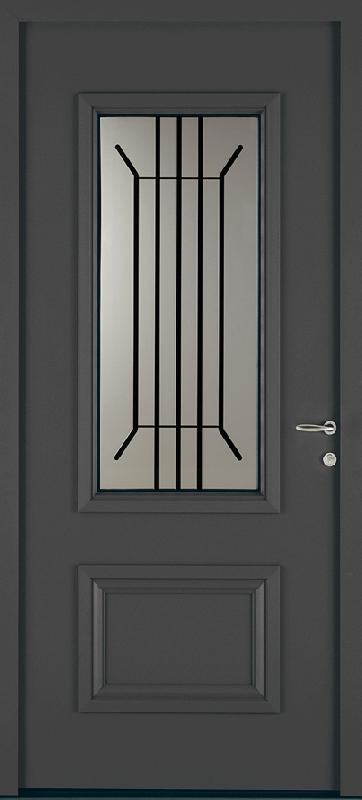 Porte d'Entrée Aluminium 80 Zina Vitrage Décors Barreaux Sur Mesure Référence: Porte Alu 80 Zina_0