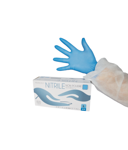 100 gants d'examens anti-virus à usage unique CE en nitrile bleu non poudré - GNNPBL-IM04/VR_0