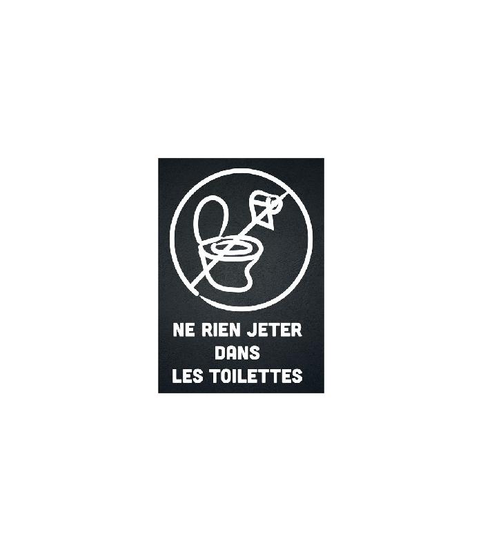 Sticker autocollant - Ne rien jeter dans les toilettes - fond noir format A5 - Référence: reg210-rjt2-n_0