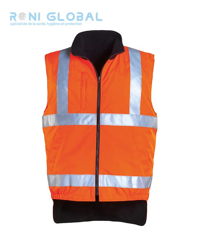 GILET DE SÉCURITÉ HAUTE VISIBILITÉ RÉVERSIBLE POLAIRE EN POLYESTER ENDUIT POLYURÉTHANE 5 POCHES CLASS 2 - HI-WAY COVERGUARD_0