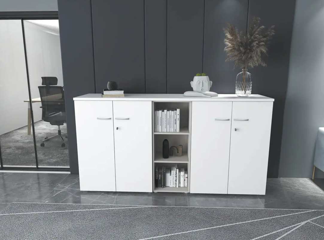 Armoire basse ergonomique et discrète pour rangement professionnel_0