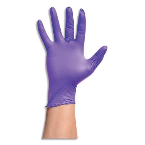 Boîte 100 gants nitrile violet touché texturé amélioré 100% synthétique. Sans protéine latex. Taille l_0