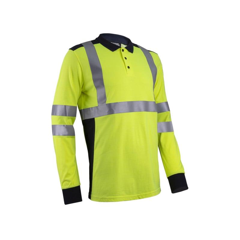 Polo manches longues - EKHI - 60% Modacrylique/39% Coton/1% - Jaune HV/Marine - COVERGUARD | 5EKH160_0