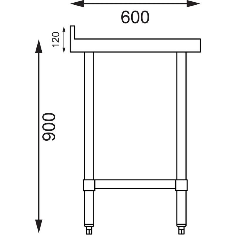 Table de préparation avec rebord en acier inoxydable VOGUE 1800 x 600mm - T383_0