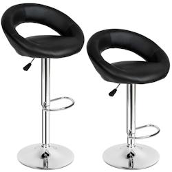 Tectake Lot de 2 tabourets de bar CHRISTIAN - noir -401560 - noir matière synthétique 401560_0