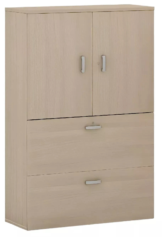 Armoire de rangement 2 portes ouverture 110° et 270° - 2 tiroirs dossiers suspendus - haut. 158 cm So Madrid_0