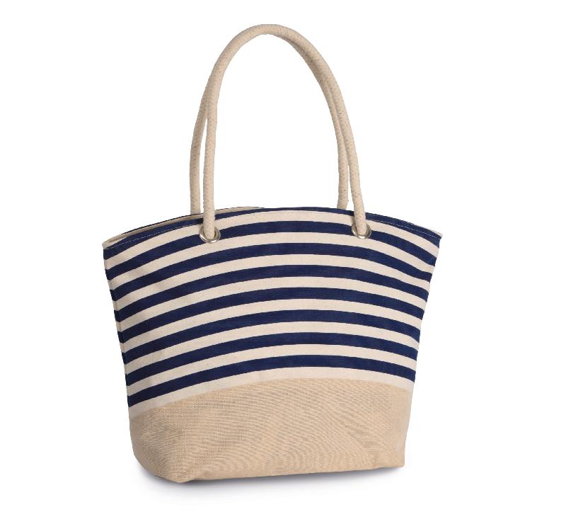 Sac shopping style marin en toile de jute  -  Réf: KI0283_0