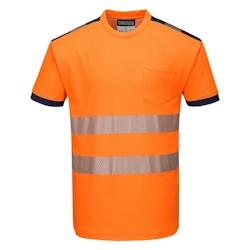 Portwest - Tee-shirt manches courtes PW3 HV Orange / Bleu Marine Taille L - L 5036108309382_0