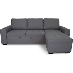 Canapé d'angle convertible réversible CATHY 3 places - Tissu Gris - L 242 x P 155 x H 85 cm AUCUNE - 3666749585900_0